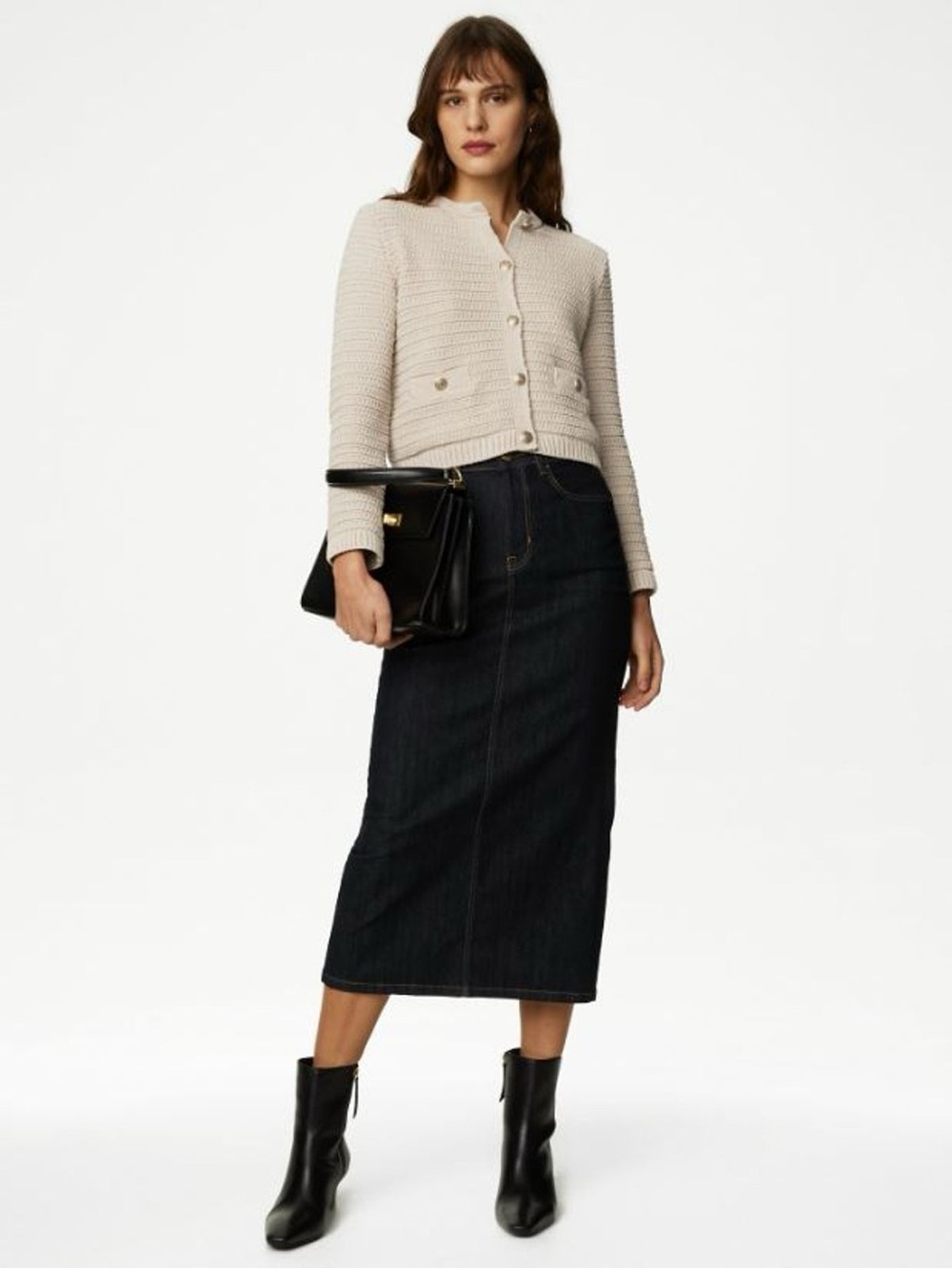 Viral Chanel-style Marks & Spencer Cotton Blend Textured Knit Jacket cappuccino